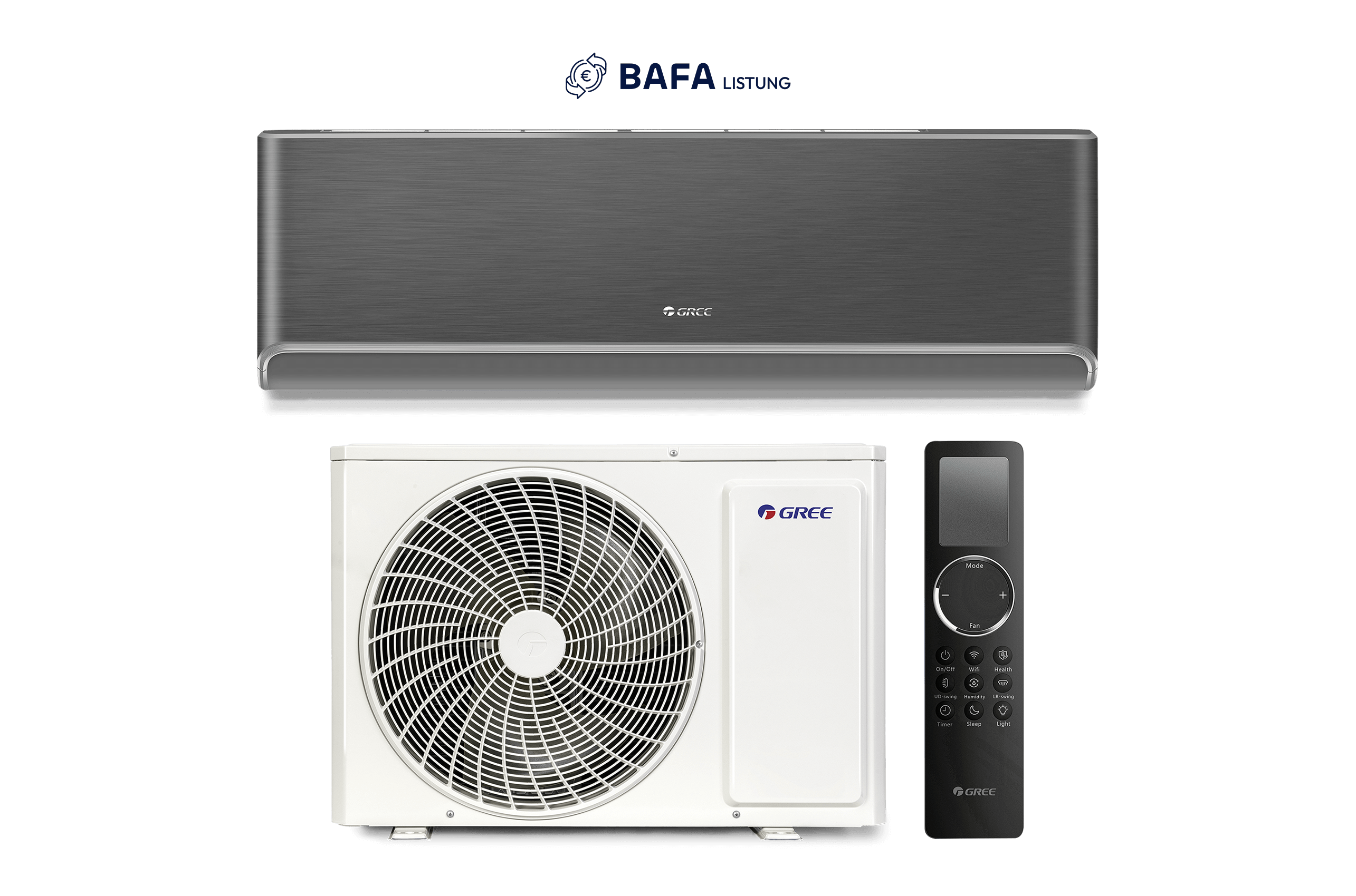 GREE GWH-09-AVCXB-B | Premium Wand Klimaanlagen Set | 2,5 kW | Anthrazit