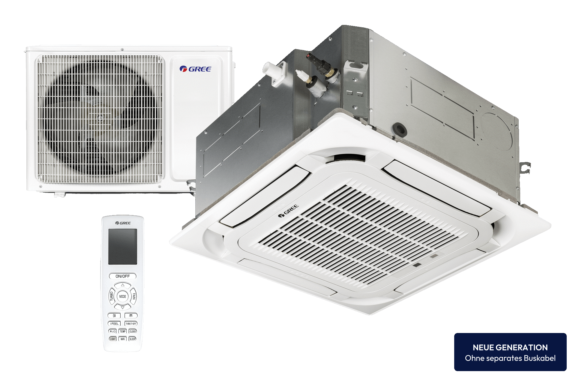 GREE GUD140-T1/WS | Deckenkassetten Klimaanlagen Set | 13,4 kW